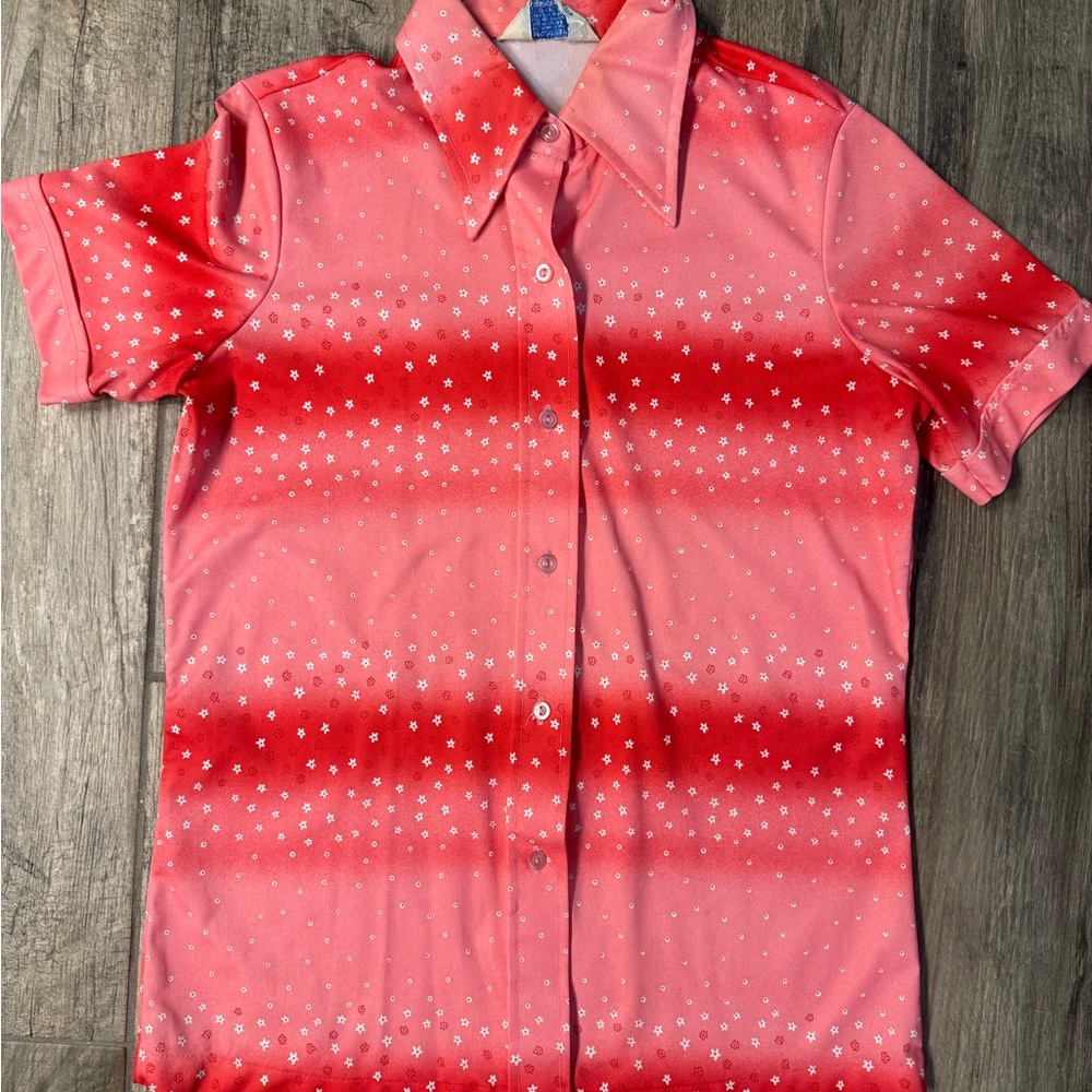 Vintage Sears Perma-prest Stylish Pink and Red Women’s M Shirt
